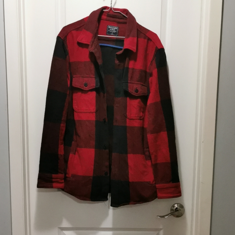 Abercrombie & Fitch Red‎ and Black Checkered Shirt Jacket